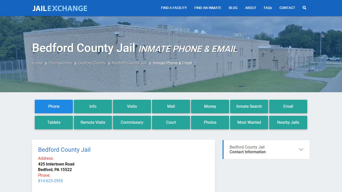 Inmate Phone - Bedford County Jail, PA - Jail Exchange